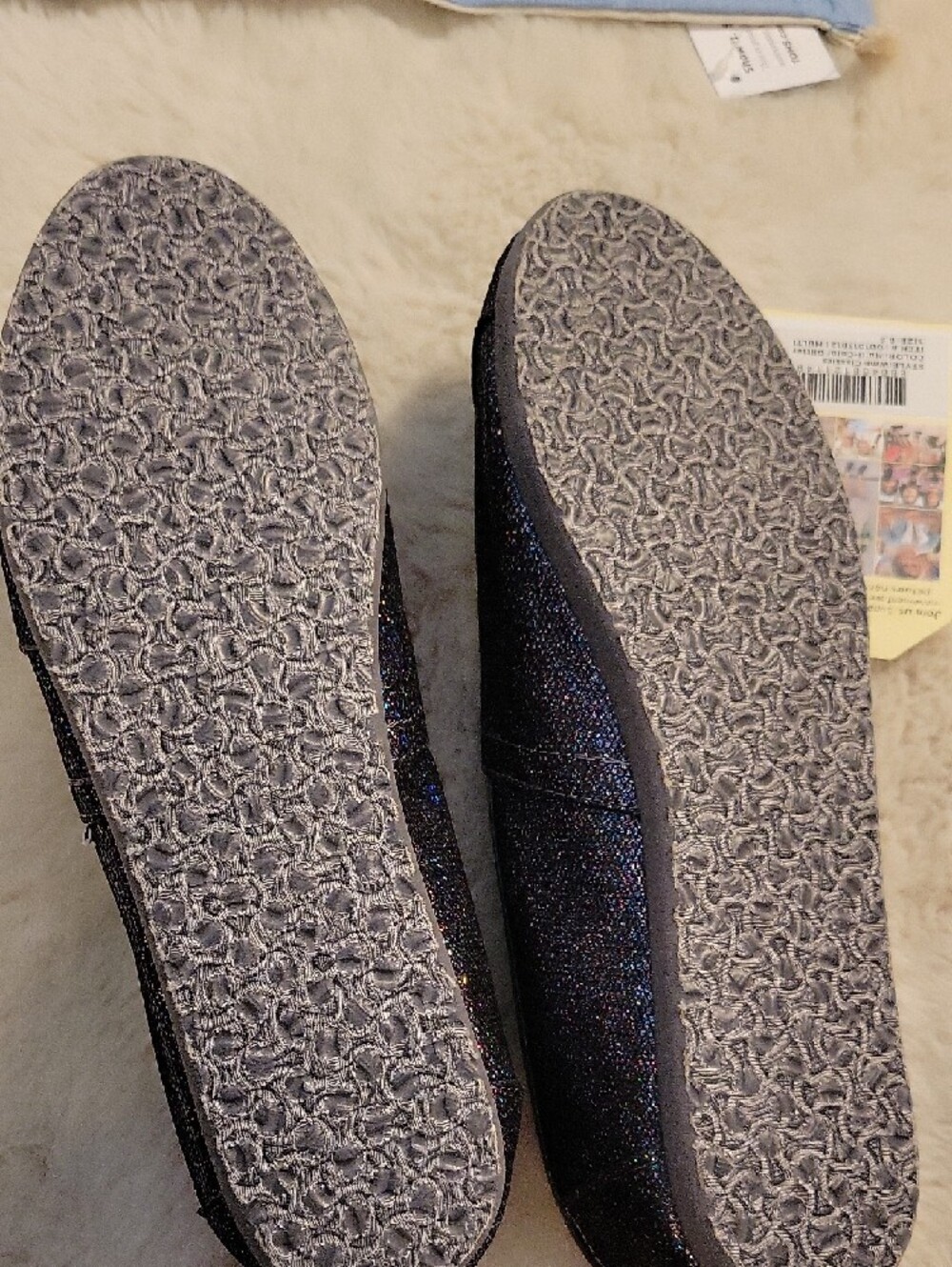 Toms Women’s Black Holographic Glitter Slip-On Loafers - Picture 4 of 10